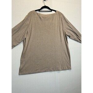 Chicos Size 4 Emma Square Neck Mocha Latte Heather 100% Cotton